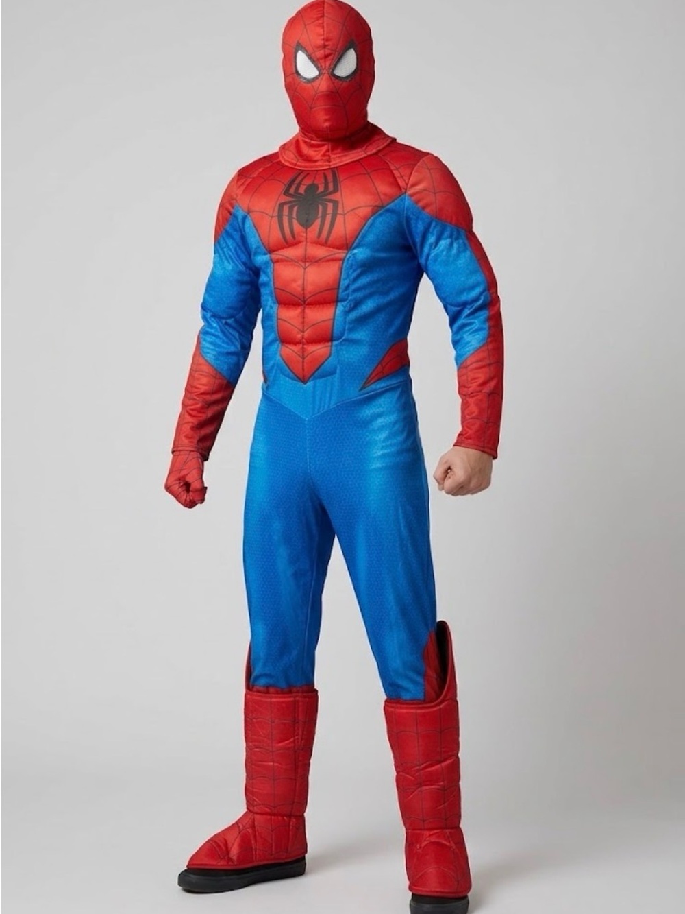 Spider-Man Padded Red/Blue Costume Bodysuit Mask Hood Glove Boot Covers Cosplay